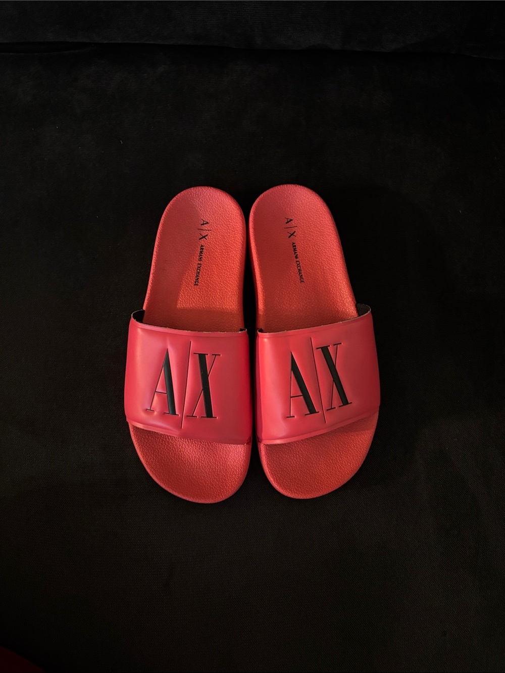 A/X Armani Exchange Bright Pink Logo Slide Sandals